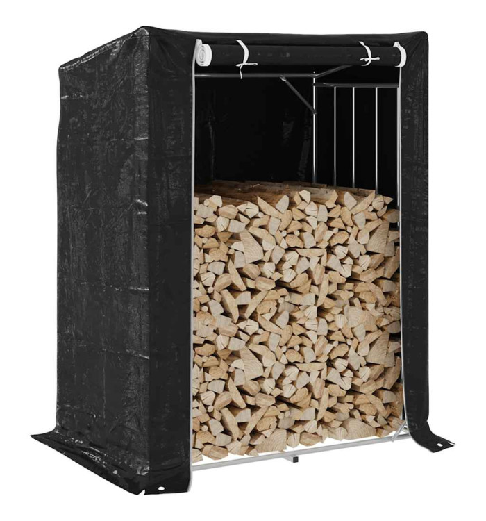 Portant de bois de chauffage et housse de pluie acier galvanisé | Mobilier & Déco