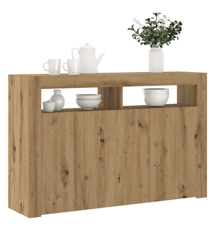 Buffet avec lumières LED chêne artisanal bois d'ingénierie | Mobilier & Déco