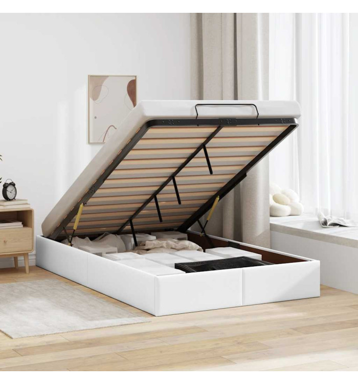 Cadre de lit ottoman sans matelas blanc 120x200 cm similicuir | Mobilier & Déco