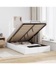 Cadre de lit ottoman sans matelas blanc 120x200 cm similicuir | Mobilier & Déco