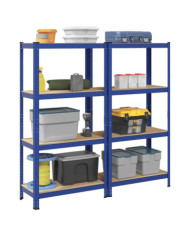 Étagères de rangement à 4 niveaux 2 pcs acier bois d'ingénierie | Mobilier & Déco