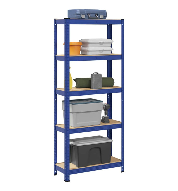 Étagère de rangement à 5 niveaux Bleu Acier et bois ingénierie | Mobilier & Déco
