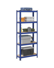 Étagère de rangement à 5 niveaux Bleu Acier et bois ingénierie | Mobilier & Déco