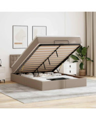  Cadre de lit ottoman et matelas cappuccino 140x190cm similicuir | Mobilier & Déco