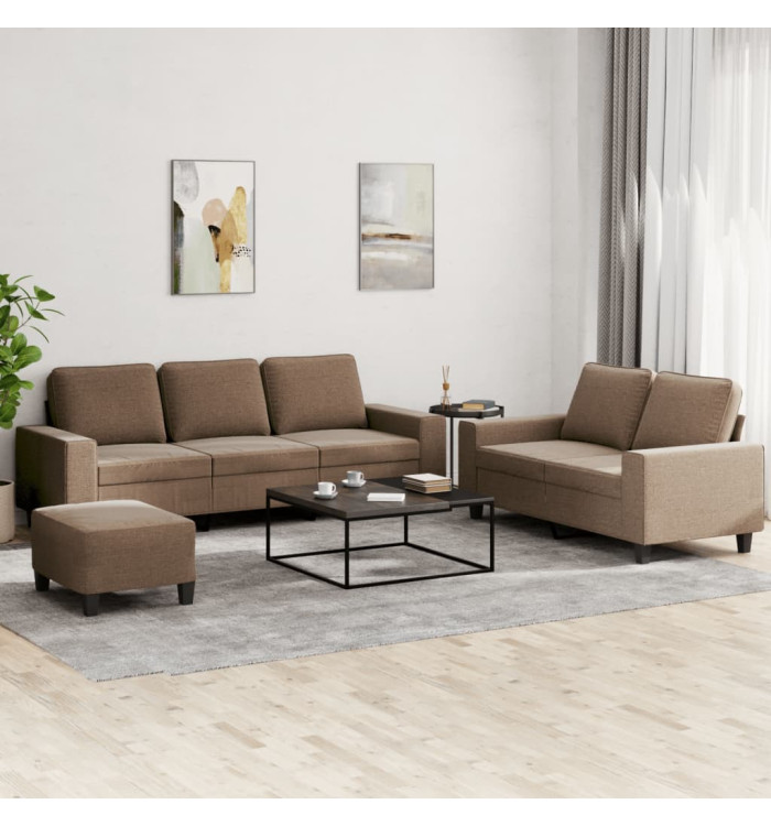 Ensemble de canapés 3 pcs marron tissu | Mobilier & Déco