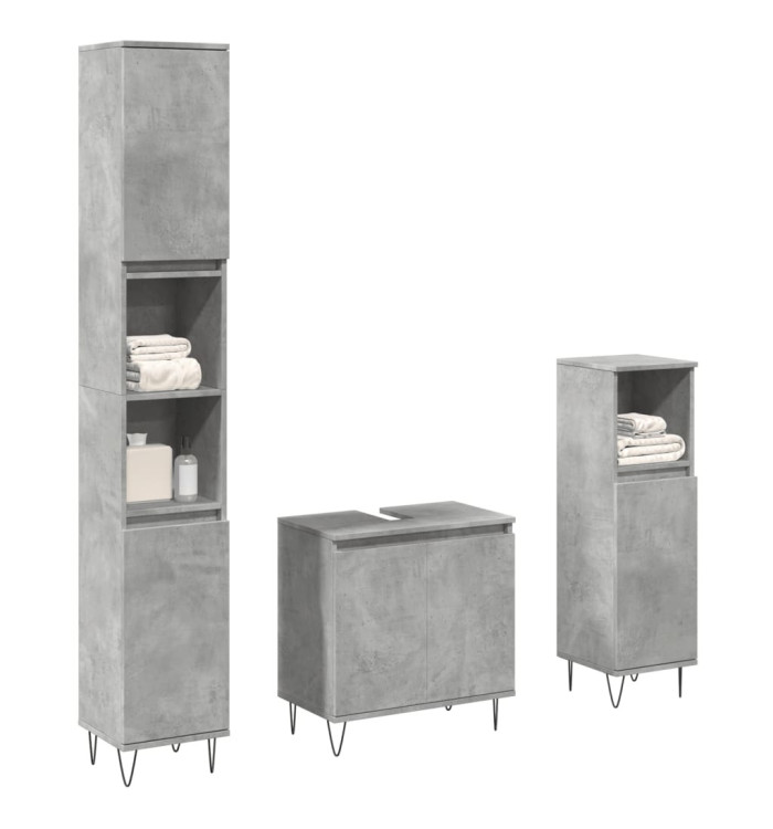 Ensemble de meubles de salle de bain 3 pcs gris béton | Mobilier & Déco