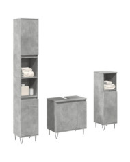 Ensemble de meubles de salle de bain 3 pcs gris béton | Mobilier & Déco