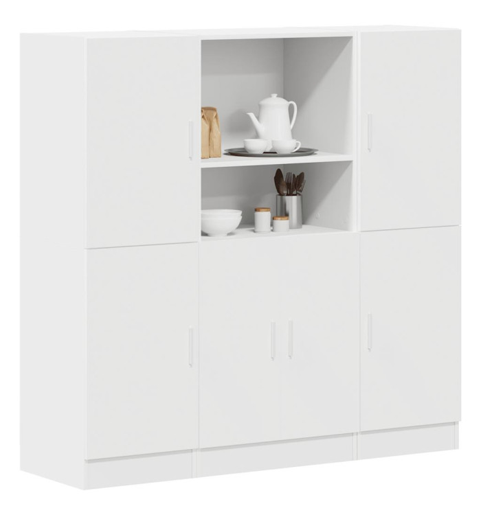 Ensemble d'armoires de cuisine 3 pcs blanc bois d'ingénierie | Mobilier & Déco