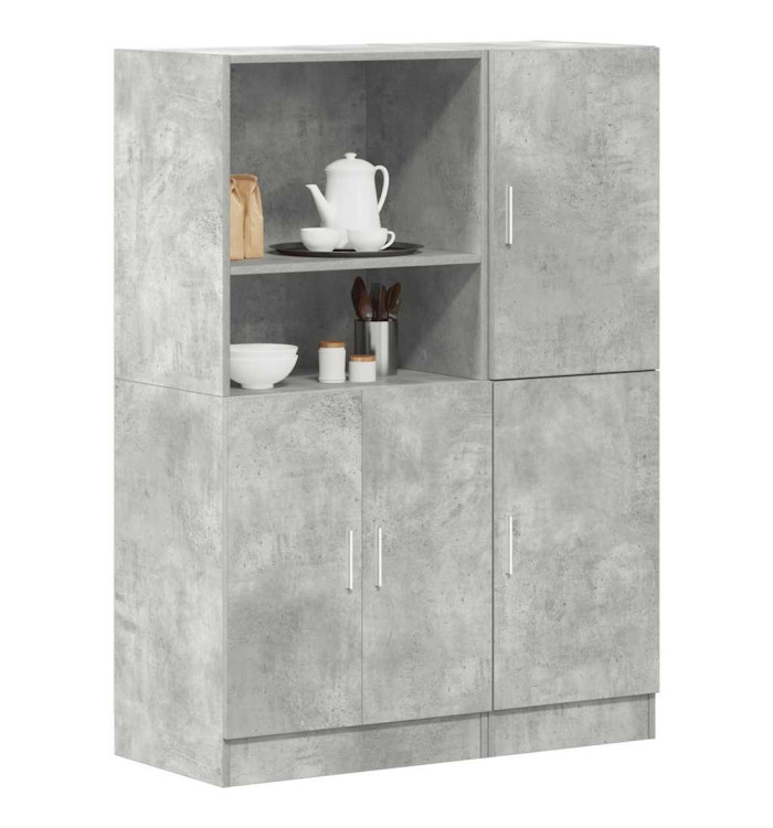 Ensemble d'armoires de cuisine 2 pcs gris béton bois ingénierie | Mobilier & Déco