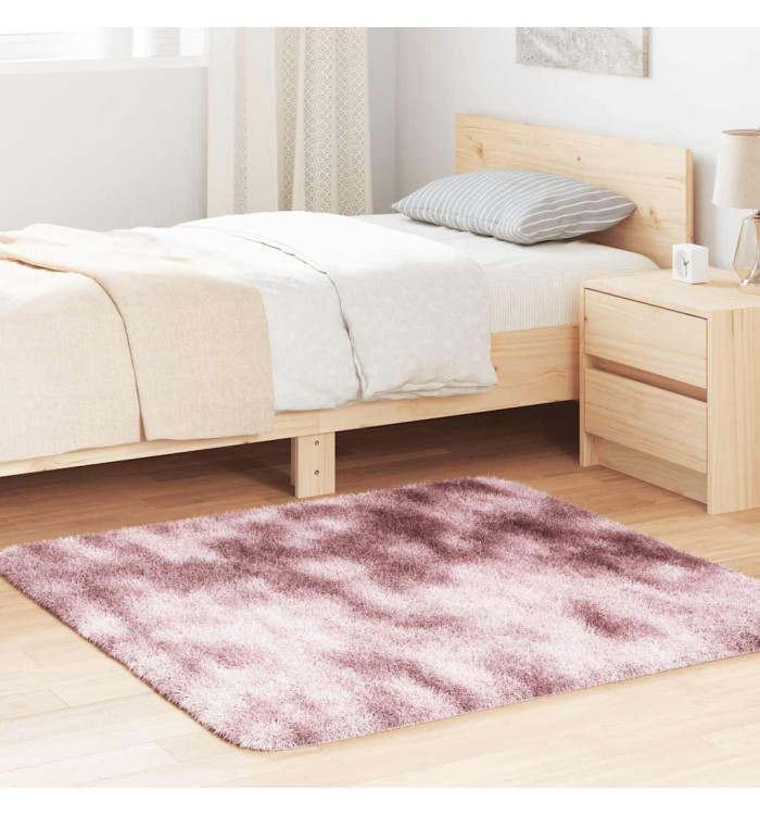 Tapis Shaggy à poils longs NAVARRA rose poudré 120x120 cm | Mobilier & Déco