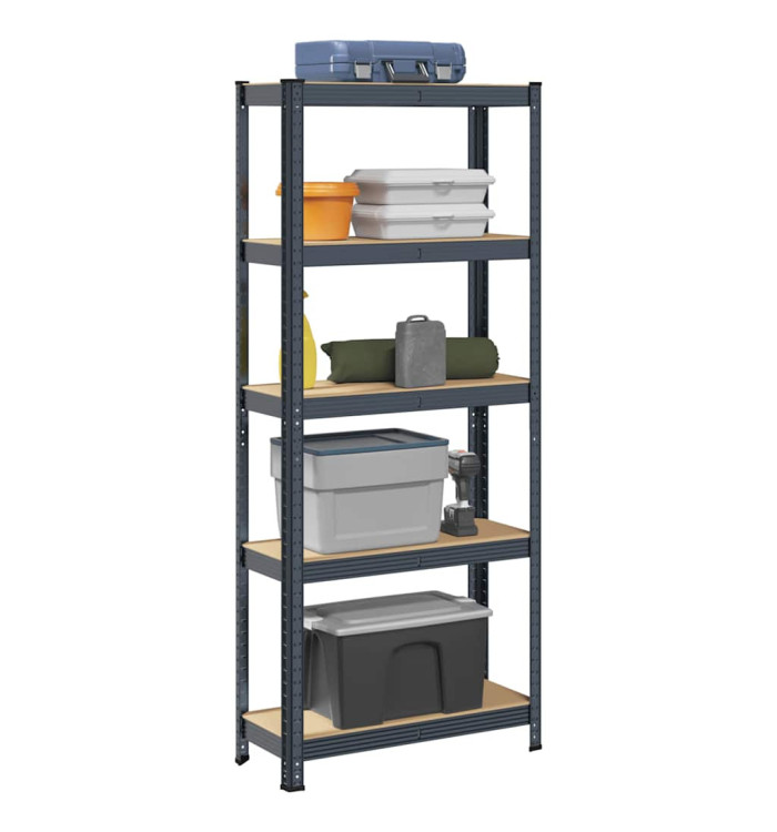 Étagère de rangement 5 niveaux Anthracite Acier bois ingénierie | Mobilier & Déco