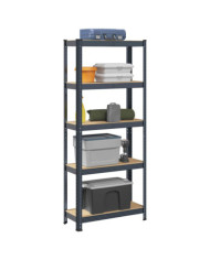 Étagère de rangement 5 niveaux Anthracite Acier bois ingénierie | Mobilier & Déco