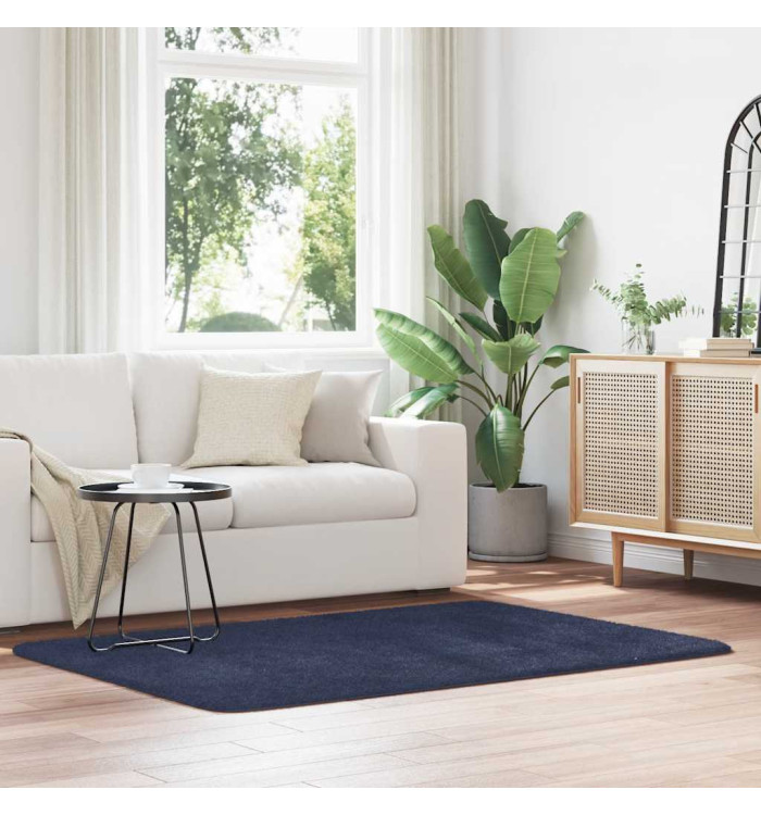 Tapis shaggy à poils longs NAVARRA bleu marine 120x170 cm | Mobilier & Déco