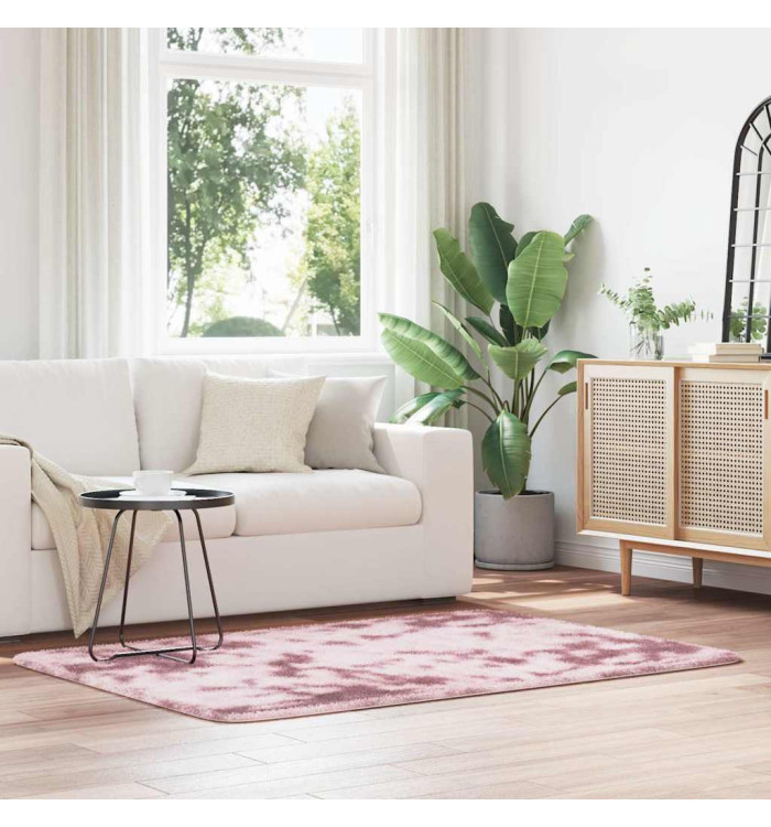 Tapis Shaggy à poils longs NAVARRA rose poudré 120x170 cm | Mobilier & Déco