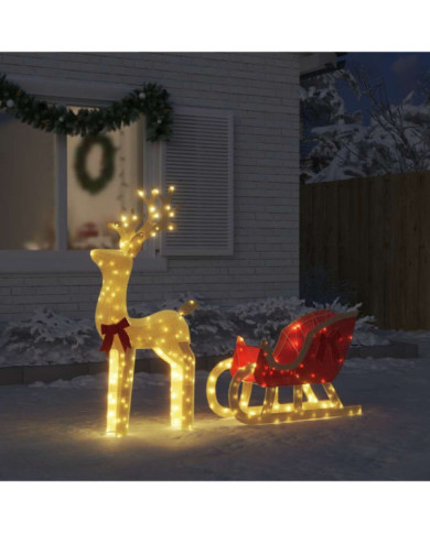Décoration de Noël renne et traîneau 100 LED blanc chaud | Mobilier & Déco