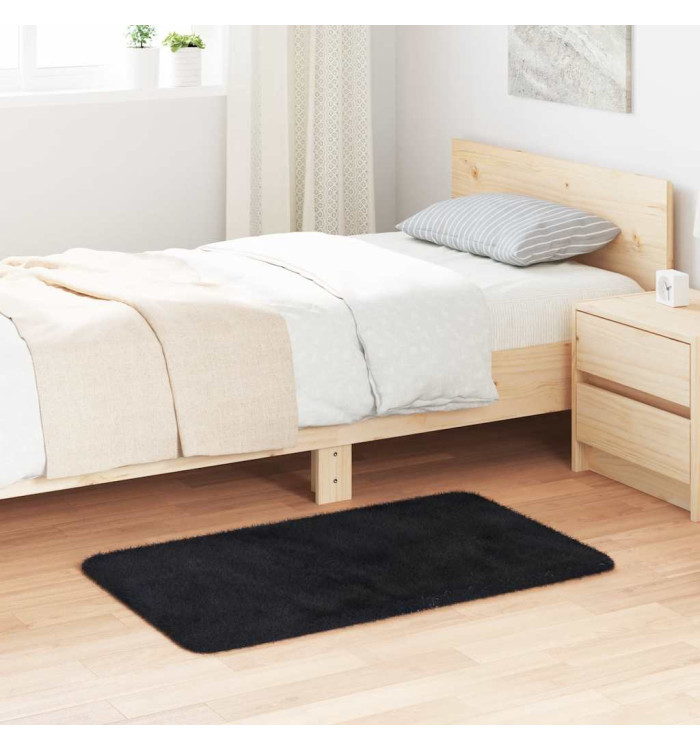 Tapis Shaggy à poils longs NAVARRA noir 60x100 cm polyester | Mobilier & Déco