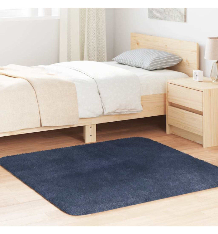 Tapis shaggy à poils longs NAVARRA bleu marine 120x120 cm | Mobilier & Déco