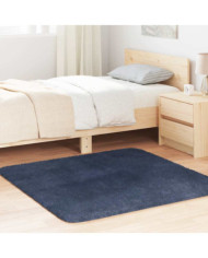 Tapis shaggy à poils longs NAVARRA bleu marine 120x120 cm | Mobilier & Déco