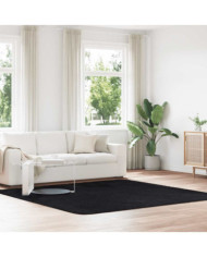 Tapis shaggy à poils longs NAVARRA noir 240x240 cm polyester | Mobilier & Déco