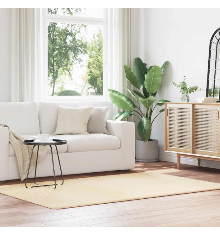 Tapis Shaggy à poils longs NAVARRA crème 130x200 cm polyester | Mobilier & Déco