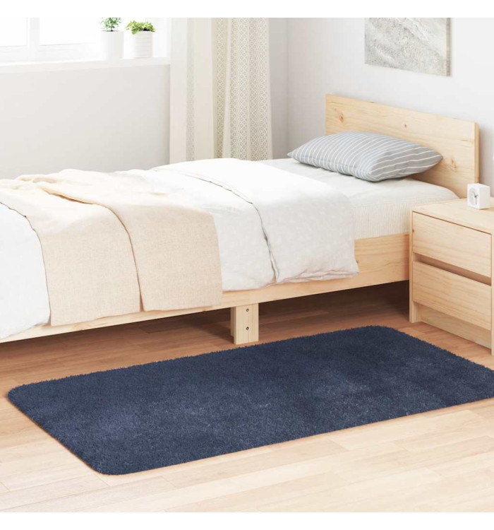 Tapis shaggy à poils longs NAVARRA bleu marine 80x150 cm | Mobilier & Déco