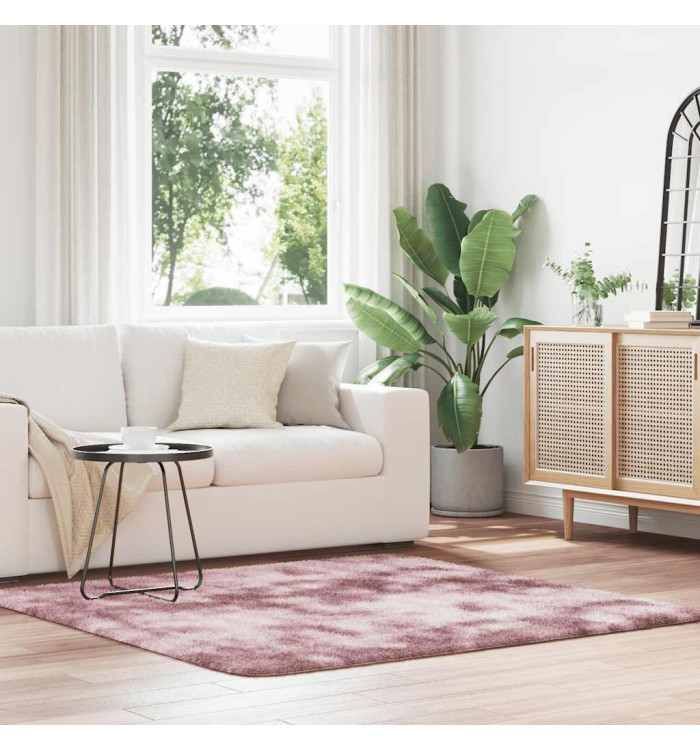 Tapis Shaggy à poils longs NAVARRA rose poudré 160x160 cm | Mobilier & Déco