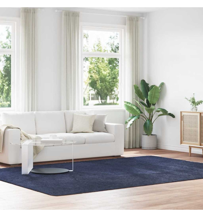 Tapis shaggy à poils longs NAVARRA bleu marine 240x340 cm | Mobilier & Déco