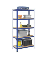Étagère de rangement à 5 niveaux Bleu Acier et bois ingénierie | Mobilier & Déco