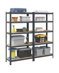 Étagère à 5 niveaux 2 pcs anthracite acier et bois ingénierie | Mobilier & Déco