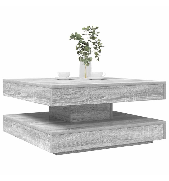 Table basse rotative à 360 degrés sonoma gris 70x70x34,5 cm | Mobilier & Déco