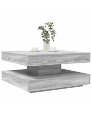 Table basse rotative à 360 degrés sonoma gris 70x70x34,5 cm | Mobilier & Déco