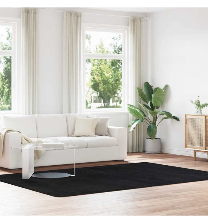 Tapis shaggy à poils longs NAVARRA Noir 200x290 cm polyester | Mobilier & Déco