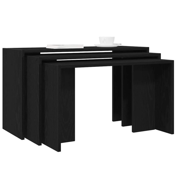 Tables gigognes 3 pcs noir bois d'ingénierie | Mobilier & Déco
