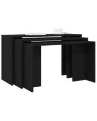 Tables gigognes 3 pcs noir bois d'ingénierie | Mobilier & Déco