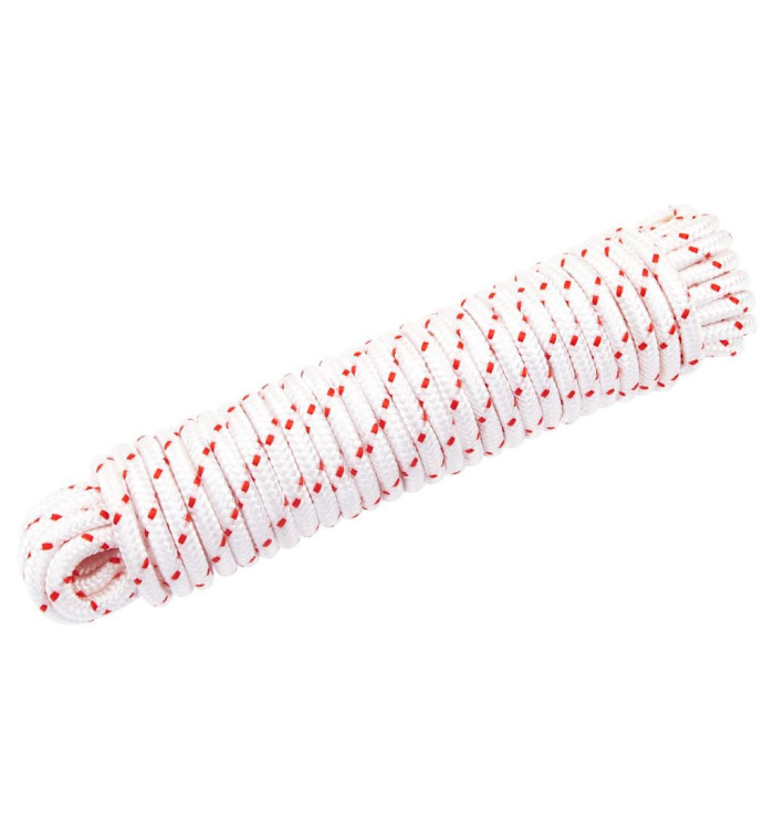 Cordon de démarrage à tirer blanc et rouge Ø6 mm 10 m nylon | Mobilier & Déco