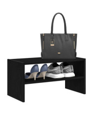  Étagère à chaussures empilable en chêne noir 60 x 30 x 30,5 cm | Mobilier & Déco