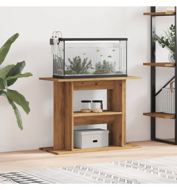 Support d'aquarium chêne artisanal 80x35x60 cm bois ingénierie | Mobilier & Déco