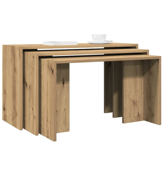 Tables gigognes 3 pcs chêne artisanal bois d'ingénierie | Mobilier & Déco