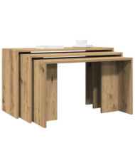 Tables gigognes 3 pcs chêne artisanal bois d'ingénierie | Mobilier & Déco