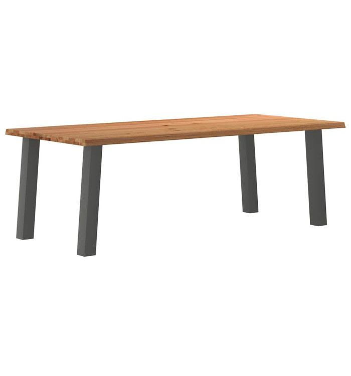 Table à manger marron clair bois de chêne massif rectangulaire | Mobilier & Déco