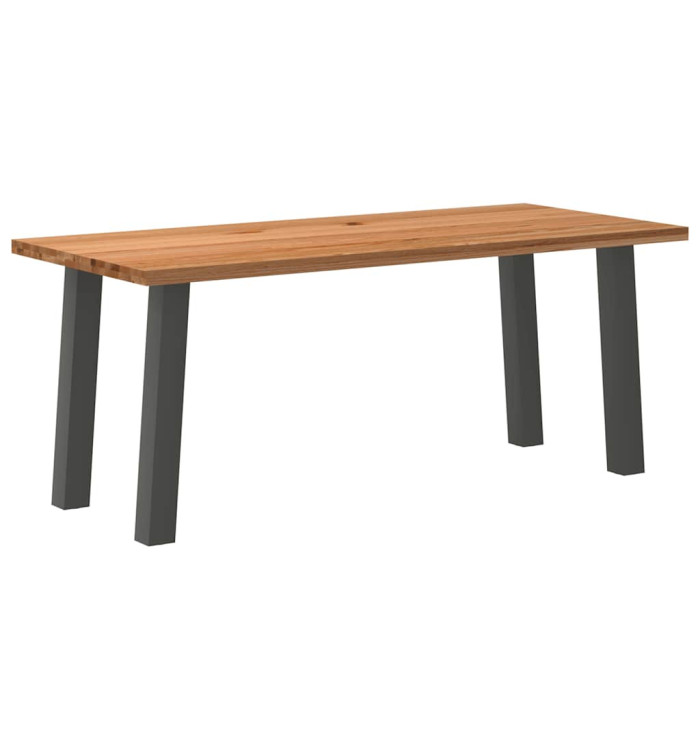 Table à manger marron clair bois de chêne massif rectangulaire | Mobilier & Déco