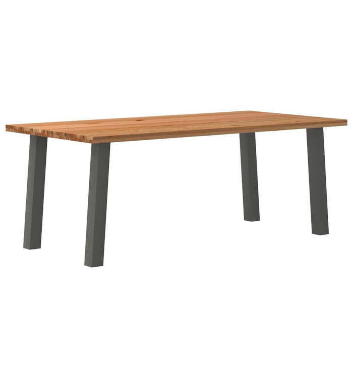 Table à manger marron clair bois de chêne massif rectangulaire | Mobilier & Déco