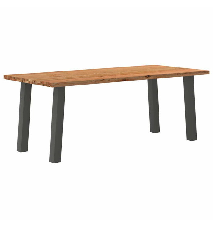 Table à manger marron clair bois de chêne massif rectangulaire | Mobilier & Déco