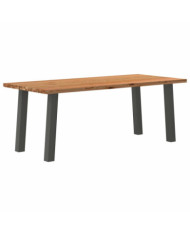 Table à manger marron clair bois de chêne massif rectangulaire | Mobilier & Déco