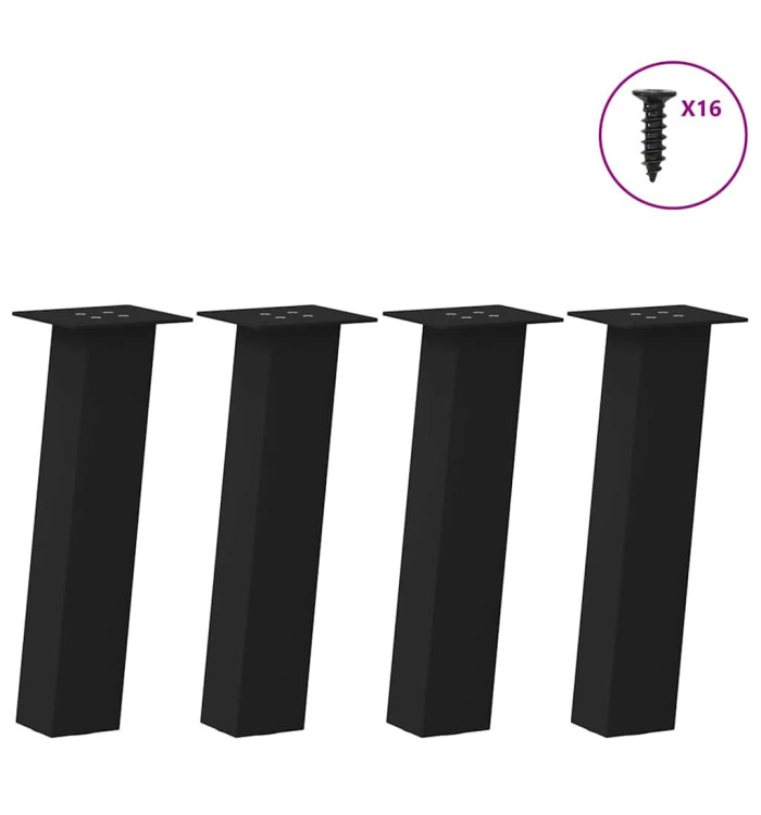 Pieds de table basse 4 pcs noir 30 cm acier | Mobilier & Déco