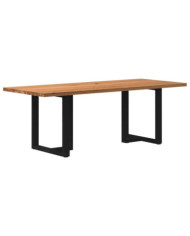 Table à manger marron clair bois de chêne massif rectangulaire | Mobilier & Déco