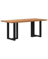 Table à manger marron clair bois de chêne massif rectangulaire | Mobilier & Déco