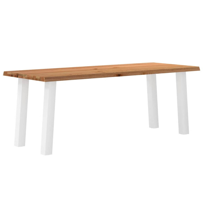 Table à manger marron clair bois de chêne massif rectangulaire | Mobilier & Déco
