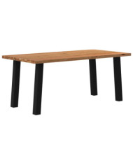 Table à manger marron clair bois de chêne massif rectangulaire | Mobilier & Déco