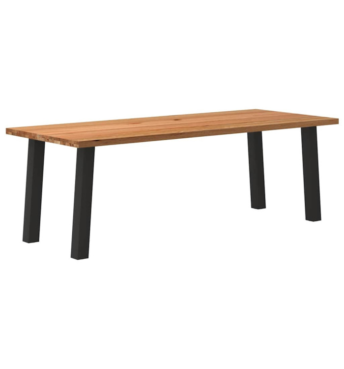 Table à manger marron clair bois de chêne massif rectangulaire | Mobilier & Déco